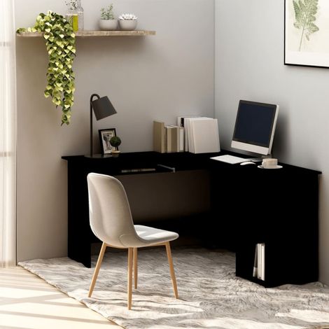 Escritorio forma de L madera contrachapada negro 120x140x75 cm vidaXL (1/5)