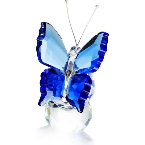 Papillon en cristal volant avec socle en forme de boule de cristal, objet de collection, Anima (1/5)