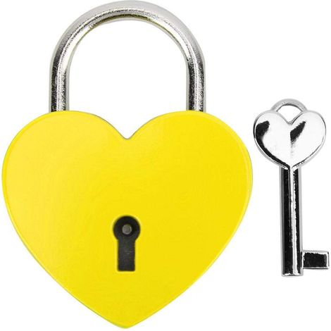 Cadenas, Serrure en Forme de Coeur en métal avec clé, Serrure en métal pour boîte à Bijoux Livre Journal de Bagages(Jaune) (1/5)