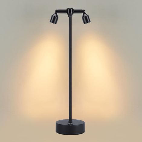 Projecteur rechargeable sans fil - Lampe de table d'appoint pour mettre en valeur vos œuvres d'art, plantes et bijoux. Idéal pour le salon, la salle à manger ou une boutique. Noir - Lumière chaude (1/4)