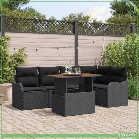 Ensemble de canapé de jardin - FAFEICY - Modulaire - Noir - Poly rotin - Grand rangement (1/5)