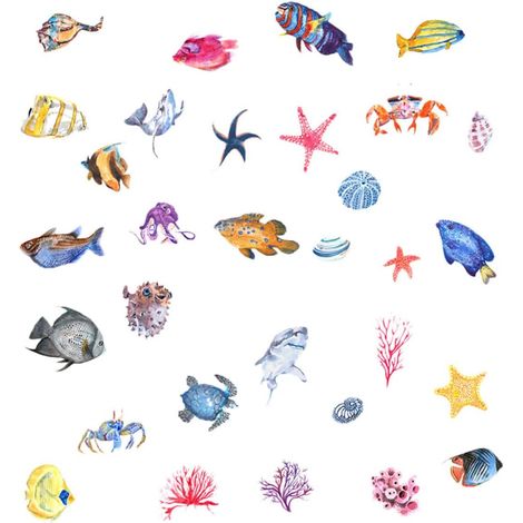 Sticker Monde Marin en Pvc Mural, Autocollant Décoratif pour Chambre (1/5)