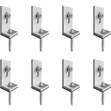 Ubric Lot de 8 équerres d'angle 90° en Aluminium pour Montage de Panneau Solaire, Support de Montage en L pour Toit Plat, avec vis (1/5)