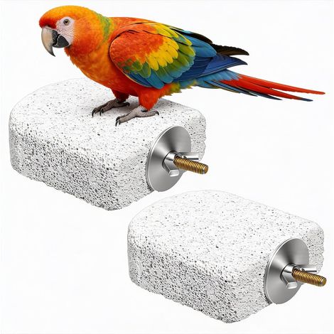 2 Pack Bird Perches Natural Mineral Stone Limestone Parakeets Natural Beak Whetstone Parakeet Parakeets Conure Small Bird Cages (1/5)