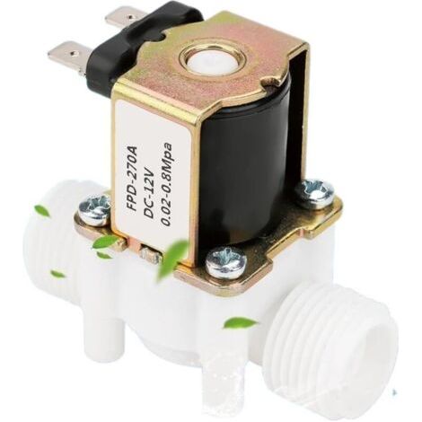 Électrovanne 12V G1 / 2&34 Vanne Électrique en Plastique de l'Eau Solénoïde d'Admission Normalement Fermé de N/C pour la Distribution de l'Eau
