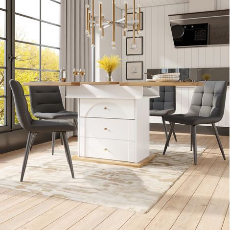 Esstisch Ausziehbar Stauraum 110 140 cm MDF OKMYHOME (1/5)
