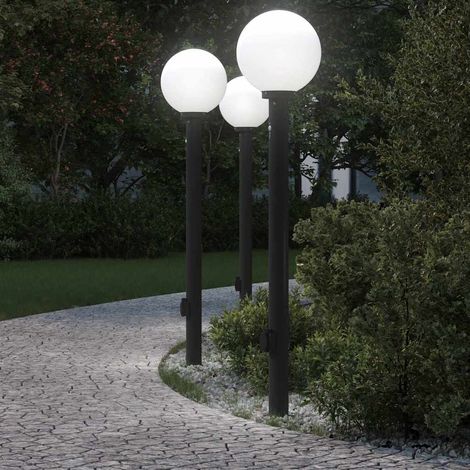 vidaXL Lampioni a paletto con sensore e presa 3 pz 120 cm neri IP44 (1/5)