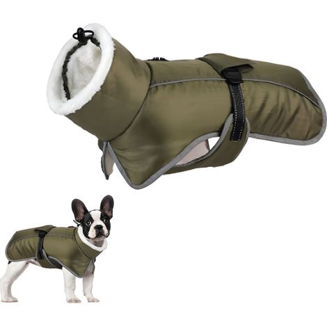 Cappotto per cani - Maglione per cani - Cappotto invernale impermeabile per cani - Cappotto foderato per cani - Giacca antivento per cani - Abbigliamento per animali domestici - Verde militare... (1/4)