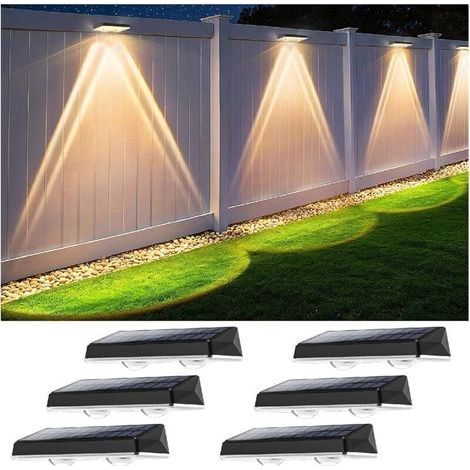 IP67 Waterproof Solar Wall Light, 6 White Outdoor Lights with 3 Modes for Garden and Fence (1/4)