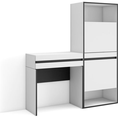Skraut Home - Consola entrada, mueble con cajón, 130x145x35 cm, Recibidor, Zapatero, Estilo Moderno, Blanco (1/5)