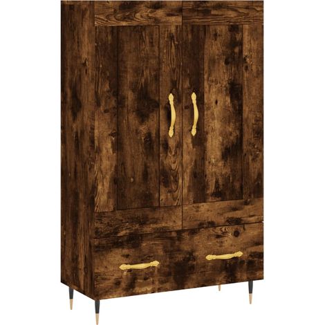 Buffet haut Meuble de rangement chêne fumé 69,5x31x115 cm bois d'ingénierie (1/5)