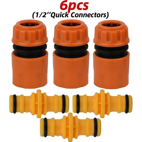 (f-6pcs-1/2'') Kit de 6 raccords rapides mâles pour tuyau d'arrosage 1/2", adaptateur et rallonge pour la réparation et le remplacement de tuyaux. (1/5)