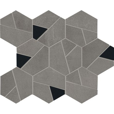 Mosaïque effet Béton Gris Ombre Hexa Nero 28,5x25x0,9 cm Mat Gravino - Mur intérieur (vendu par carton de 0,428 m²) - RO'MA CARRELAGE