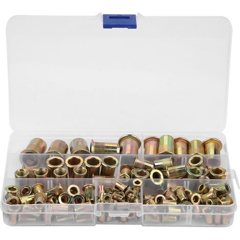 150pcs M3/M4/M5/M6/M8/M10/M12 Carbon Steel Flat Head Threaded Blind Rivet Nut Insert Rivnut