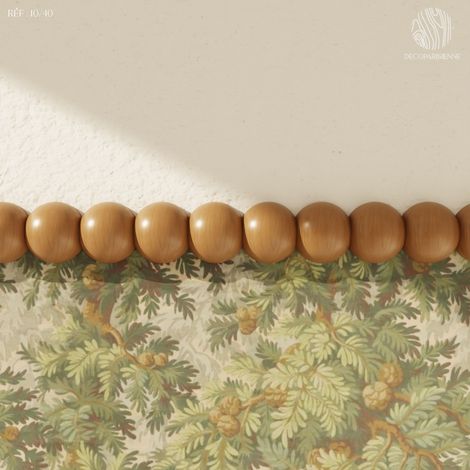 Lot 5 Moulures Décoratives Perle Brut - 100 x 4 cm - Bois de hêtre massif - Style Parisien - A peindre (1/4)