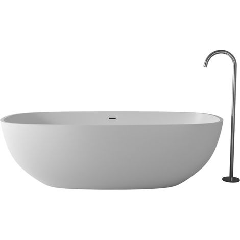 BERNSTEIN - Vasca da bagno a isola in pietra massiccia, minerale fusa, OCEAN STONE - 180x87cm - Finitura opaca Opaco (1/5)