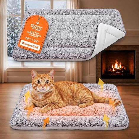 Tapis Rafraîchissant Chat, Tapis Auto Chauffant Réversible, 46x61 cm, Gris (1/5)