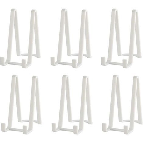 6 Pièces - Chevalet Support Assiette - Porte Cadre Photo - Présentoir Décoratif Plastique Robuste Pour Cuisine Salon Bureau Noir Blanc Transparent 15 cm