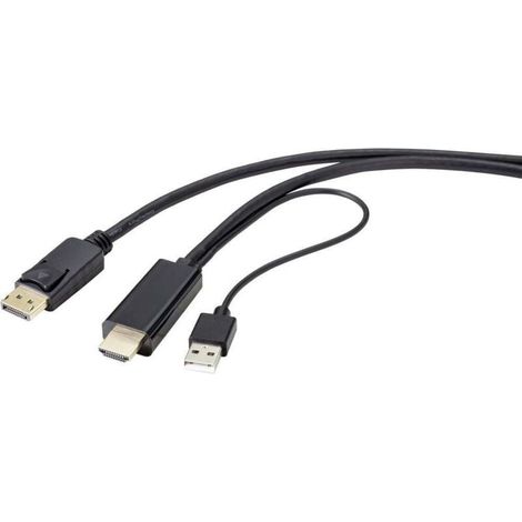 Câble adaptateur DisplayPort / HDMI Fiche mâle DisplayPort, Fiche mâle HDMI-A 2.00 m noir RF-4600632 Câble DisplayPort Y772982 (1/3)