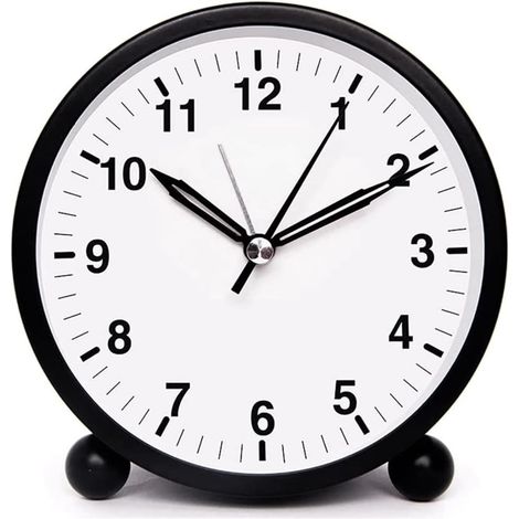 MINKUROW Orologio Rotondo A Batteria Orologio Da Tavolo Con Orologio Rumoroso Nero (1/5)