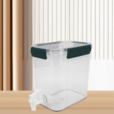 Carafe à eau froide de 3,5 L avec robinet, idéale pour les jus de fruits, le thé, les boissons, les glaçons au citron, l'eau froide et l'infusion à froid (verte) (1/5)