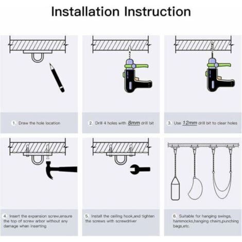 Crochet pivotant pour hamac et lit – Plaque de fixation en acier inoxydable, résistant à la corrosion, charge maximale 150 kg (1/4)