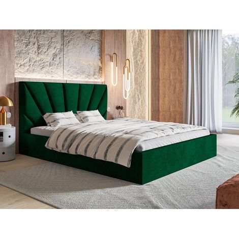 Lit rembourré avec rangement 120x200 velours vert Orlo (1/5)
