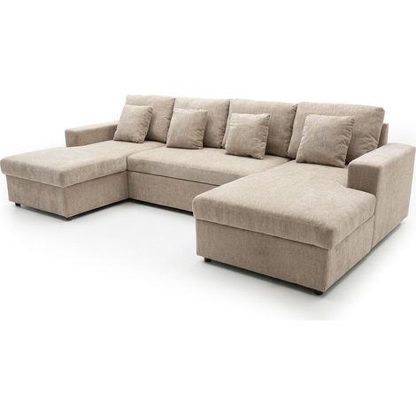 Sofa Cama Doble Chaise Longue Castle 330cm, Beige (1/5)