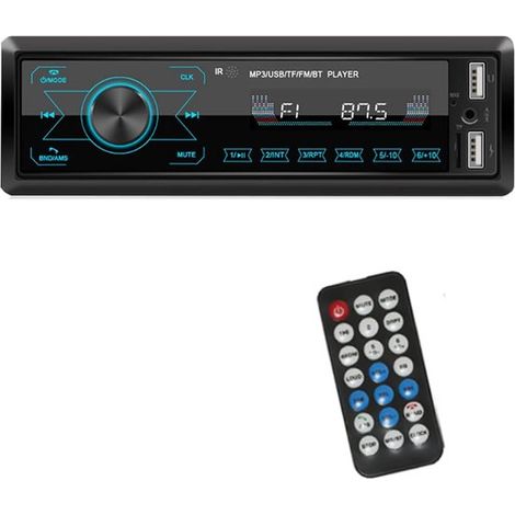 Autoradio a 12V, supporta chiamate in vivavoce Bluetooth, USB e lettore MP3, indicatore LED a 7 colori, compatibile con telefoni iOS e Android. (1/5)