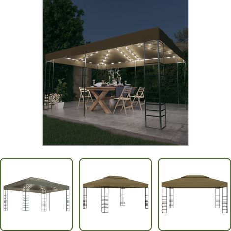 LED-Lichterkette -  Pavillon mit LED-Lichterkette 3x4 m Taupe (1/5)