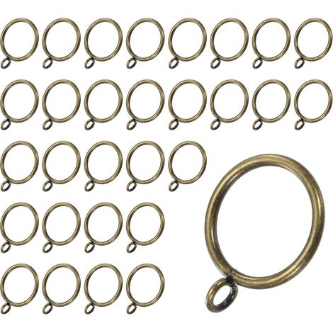 30 anneaux de rideaux en bronze vert avec œillet, anneaux métalliques antirouille pour tringle à rideaux, anneaux de rideaux de 32 mm de diamètre intérieur pour suspendre rideaux et chapeaux (1/5)