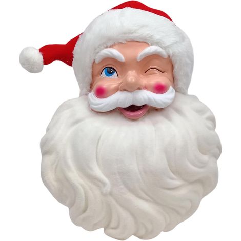 Viso Babbo Natale Gigante da Parete Dietro Porta Rosso e Bianco alto cm 80 largo cm 60 grande in Plastica e Tessuto per Case e Negozi particolare decorazione natalizia Attività Commerciali (1/5)