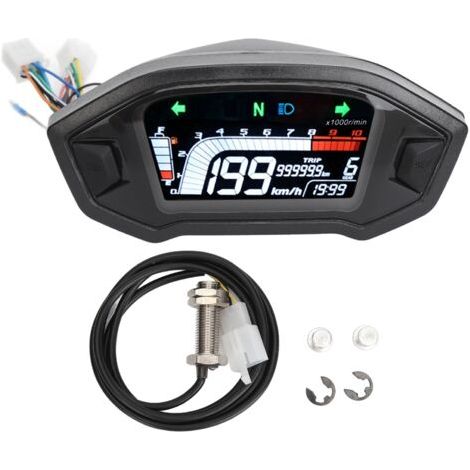 Tachymètre Numérique de Moto, Tableau de Bord de Moto, Affichage Numérique LCD, Compteur de Vitesse Multifonctionnel, Compteur Kilométrique, Tachymètre pour Moto. (1/4)