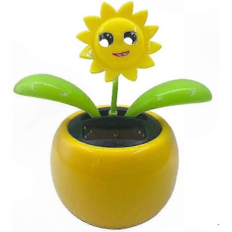Ornement floral solaire éclatant pour voiture ou maison, style pot rose et jaune (1/4)