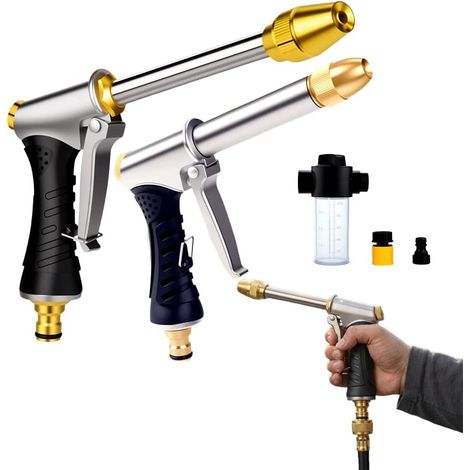 Pistolet de Nettoyeur Haute Pression, 2026 Nouveau Haute Pression Portable, Pistolet Haute Pression Lance de Nettoyage à Buse Réglable, Pistolet Arrosage pour Voiture, Terrasse et Gouttière (A) (1/5)