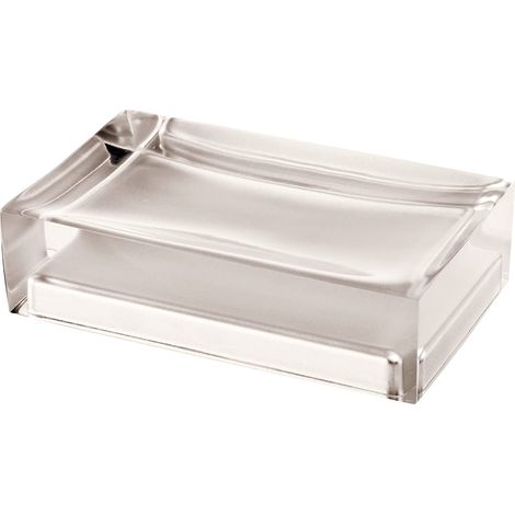 Porte-Savon Solide en résine Transparente, Dimensions et Poids : 3 x 11 x 7 cm et 0,15 kg, Finition, Design, Fait à la Main (1/5)