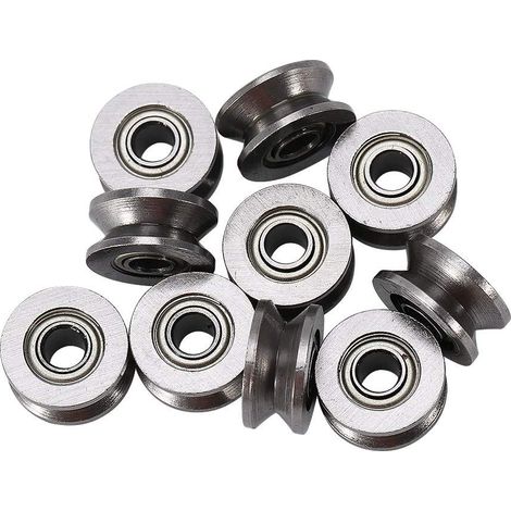 10pcs U Groove Ball Bearing Deep Groove Guide Bearing Double Shielded Carbon Steel 4x13x7mm Pulley Wheel for Rail Track Linear Motion System (1/5)