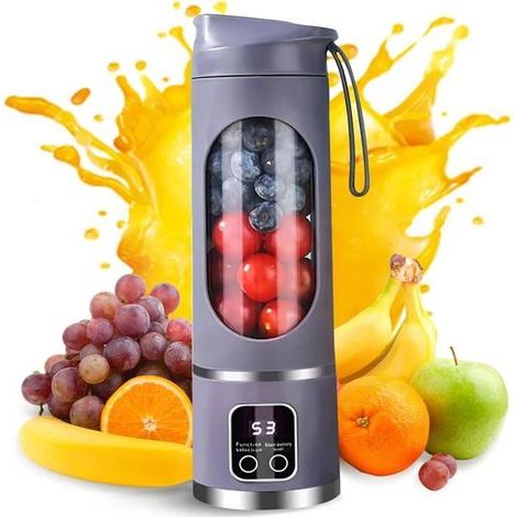 Mixeur Smoothie Portable, 450 ML Blender Portable Smoothie, Rechargeable Mini Blender smoothie, avec 12 Lames, Écran LED,Violet (1/5)
