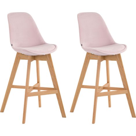 Set di 2 sgabelli da bar seggioloni dal design moderno in velluto rosa TDB10357