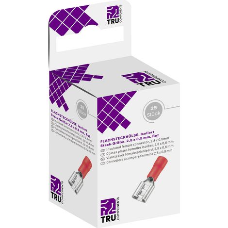 TRU COMPONENTS T1904C040 Flachsteckhülsen-Sortiment Steckbreite: 2.80 mm Steckdicke: 0.80 mm 180 ° (1/2)