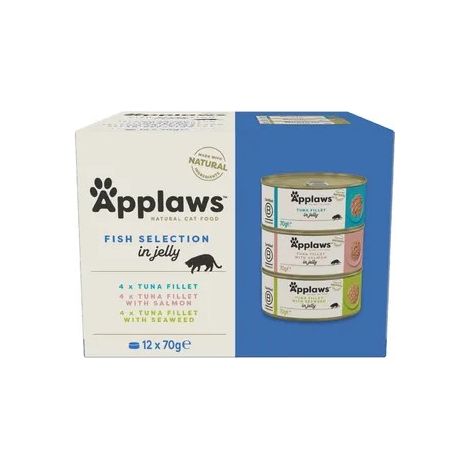 Applaws Multipack Lata de Pescado en Gelatina - Comida Húmeda para Gatos - 12 x 70 g
