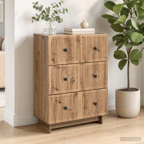 Armoire à tiroirs 3 tiroirs, bois d’ingénierie, chêne artisanal, 66 x 34,5 x 90 cm - PANGIVO (1/5)