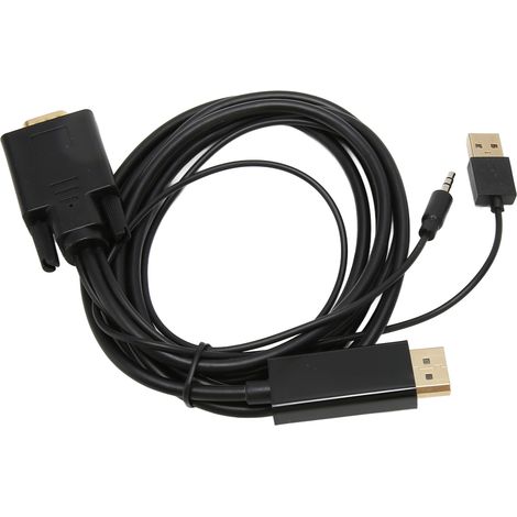 Câble Adaptateur VGA vers DisplayPort avec Alimentation et Audio pour PC, Ordinateur Portable, Écran Moniteur (1/5)