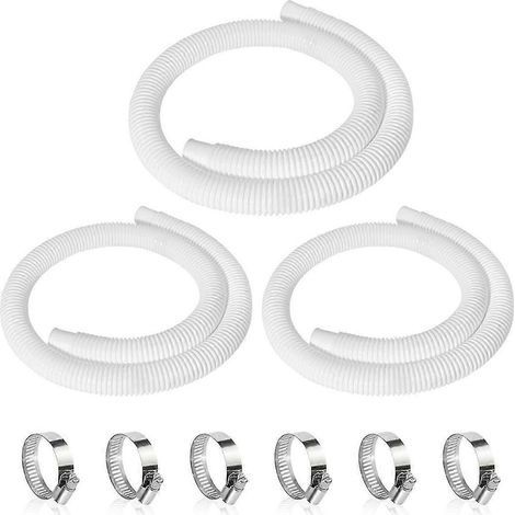 Lot de 3 tuyaux de piscine de 3,2 cm (1,25 po) de diamètre et 150 cm (59 po) de long, accessoires pour pompe de piscine, compatibles avec toutes les piscines hors sol de 3,2 cm (1-1/4 po) de diamètre. (1/5)