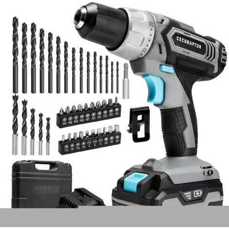Cecotec Taladro de Batería CecoRaptor Perfect Drill, 20V y 2000 mAh, Velocidad de 1550 rpm, Torque Máximo 46 Nm, 25+1 Posiciones