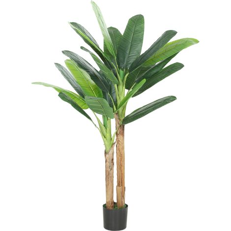 Plátano Artificiel 150 cm Plante Décorative 2 Troncos Maceta Vert