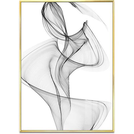 Tableau Decoration Noir et Blanc Affiche Ligne Abstraite Toile Tableau Art Peintures Decoration Murale, Sans Cadre (3X40X50CM) (1/4)