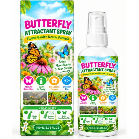 Butterfly attractant spray, garden aid for plants and flowers outdoors, butterfly attractant, additive attractant (1/5)