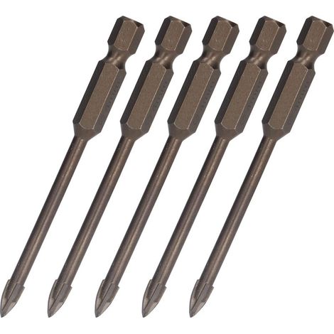 5 pièces Foret à Percer Croisé Tige Hexagonale 1/4 Pouce pour Céramique, Verre, Béton - Outil Alliage Dur 4mm (1/5)
