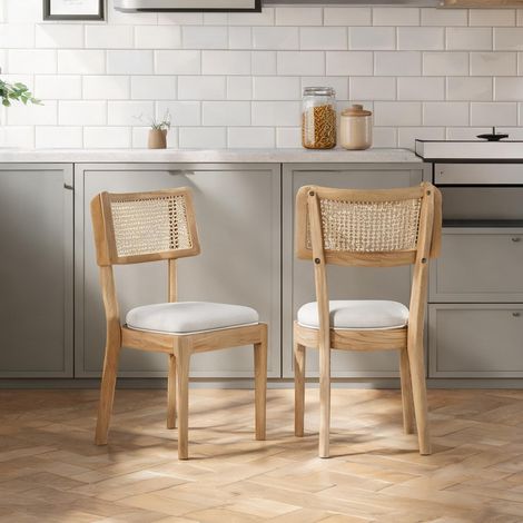 Chaises de salle à manger en bois massif avec dossier cannage (1/5)
